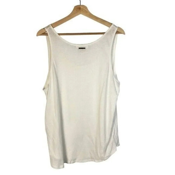 MICHAEL Michael Kors Ivory White Linen Scoop Neck Tank Top L - Picture 2 of 5